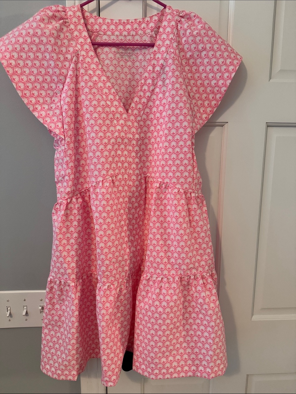 Vineyard Vines Pink Printed Tiered V-Neck Summer Dress